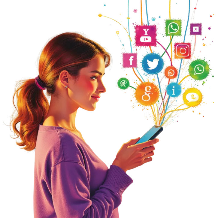 Illustration: influencers and data connecting in the MAXI influencers platform